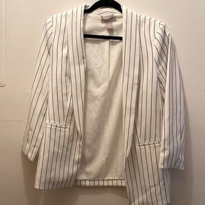 H&M white and navy blue stripe blazer